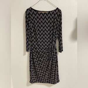 Lauren Ralph Lauren Black, purple and White Long Sleeve Dress